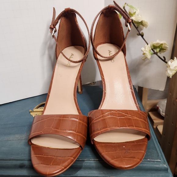 Aldo Brown Kalanda Sandals 4" Heels Size 9.5 M - Picture 3 of 8